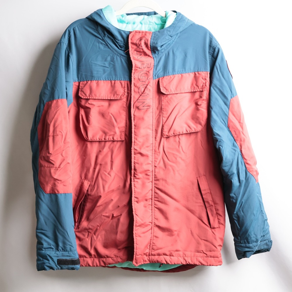 Dutch Bros Coffee Dutchwear Oregon Hooded Colorblock Jacket Mens Medium Red Blue